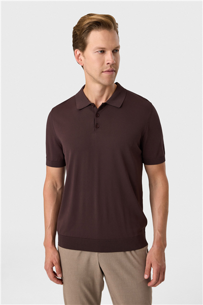 Kahve Regular Fit Polo Yaka Triko Tişört