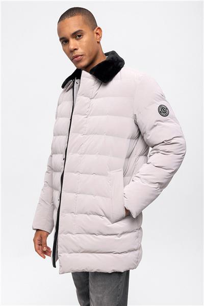 Beyaz Regular Fit Su Geçirmez Termostatik Şişme Mont