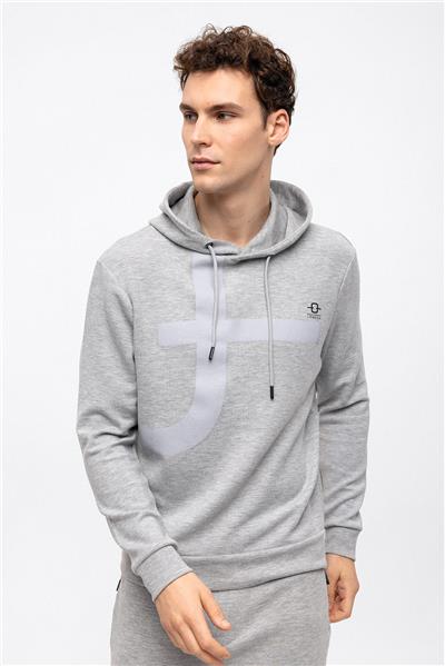 Açık Gri Regular Fit Kapüşonlu Sweatshirt