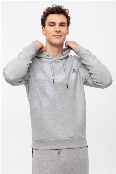 Açık Gri Regular Fit Kapüşonlu Sweatshirt