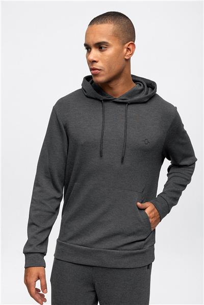 Antrasit Regular Fit Kapüşonlu Kanguru Cepli Sweatshirt
