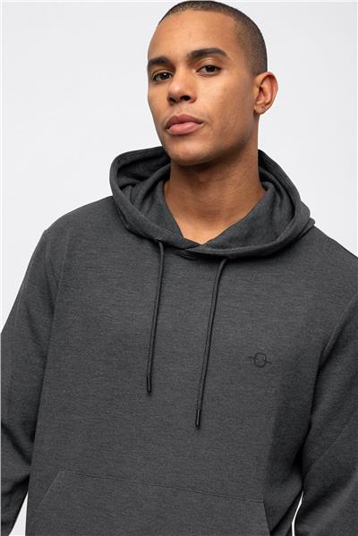 Antrasit Regular Fit Kapüşonlu Kanguru Cepli Sweatshirt