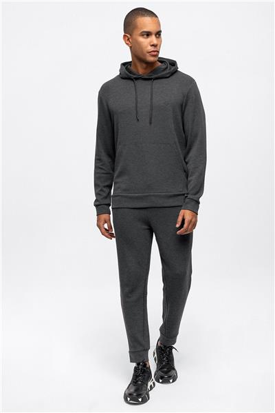 Antrasit Regular Fit Kapüşonlu Kanguru Cepli Sweatshirt