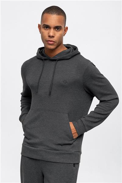 Antrasit Regular Fit Kapüşonlu Kanguru Cepli Sweatshirt