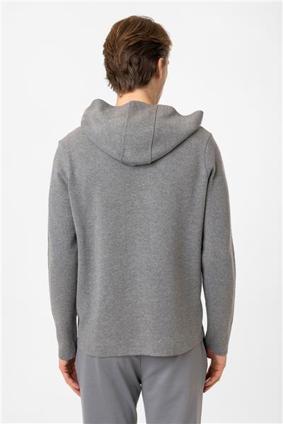 Gir Regular Fit Kapüşonlu Yarım Fermuarlı Kanguru Cepli Triko Kazak