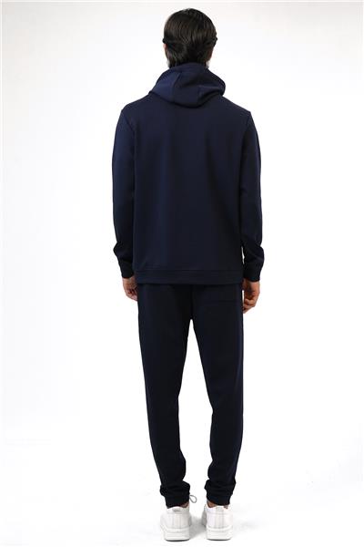 Lacivert Regular Fit Pamuklu Kapüşonlu Sweatshirt