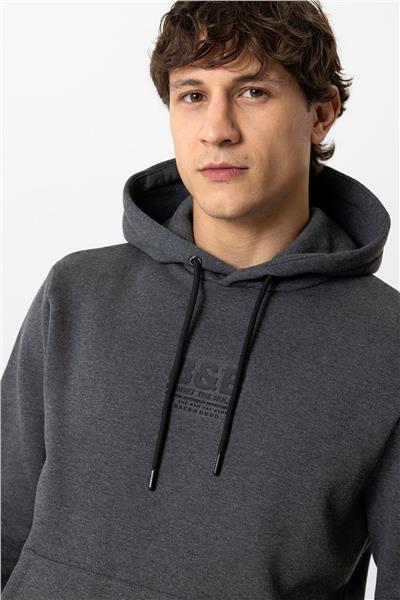 Antrasit Regular Fit Pamuklu Kapüşonlu Sweatshirt