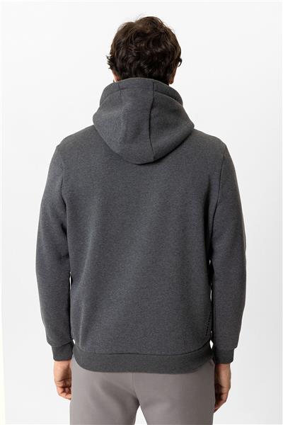 Antrasit Regular Fit Pamuklu Kapüşonlu Sweatshirt