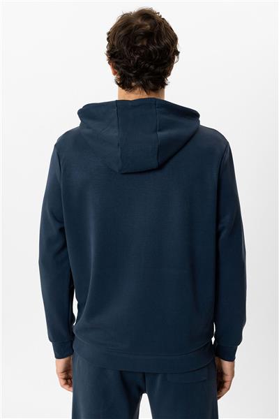 Lacivert Regular Fit Kapüşonlu Kanguru Cepli Sweatshirt