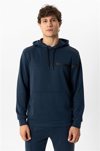 Lacivert Regular Fit Kapüşonlu Kanguru Cepli Sweatshirt