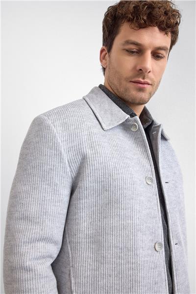 Açık Gri Kaşe Mont