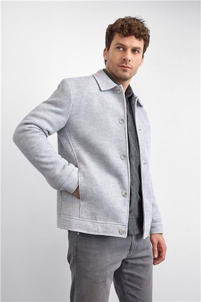 Açık Gri Kaşe Mont