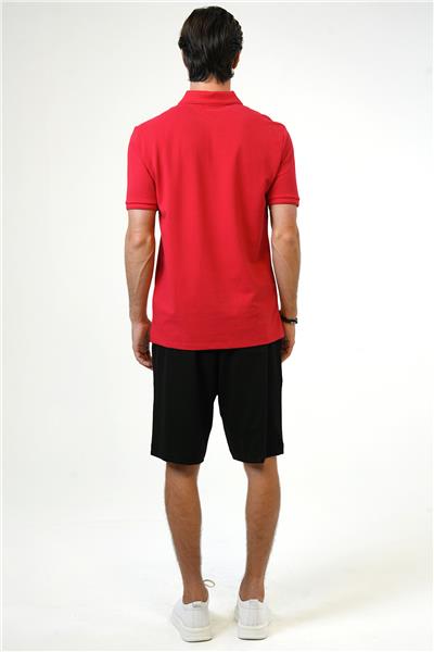 Kırmızı Relaxed Fit %100 Pamuk Polo Yaka Tişört