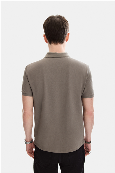Koyu Vizon Regular Fit Polo Yaka Örme Tişört