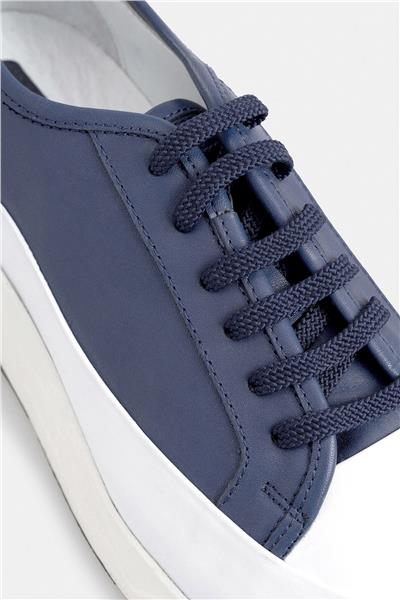 %100 Deri Termo Tabanlı Lacivert Beyaz Erkek Sneaker Ayakkabı