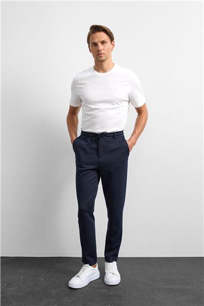 Lacivert Diagonel Jogger Örme Pantolon