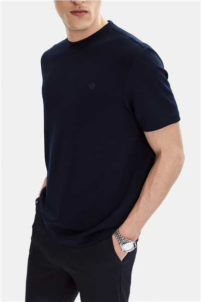 Lacivert Regular Fit Bisiklet Yaka Basic Tişört