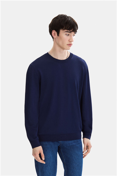 Lacivert Regular Fit Bisiklet Yaka Mevsimlik Triko 