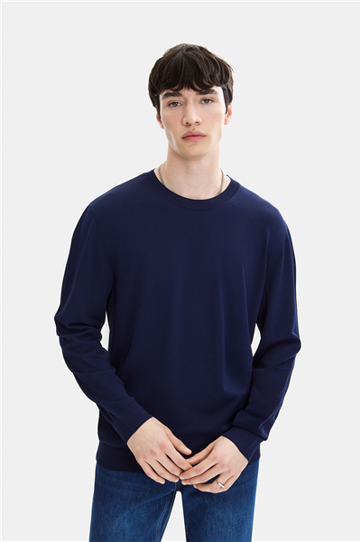 Lacivert Regular Fit Bisiklet Yaka Mevsimlik Triko 