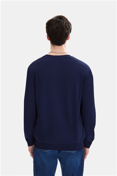 Lacivert Regular Fit Bisiklet Yaka Mevsimlik Triko 