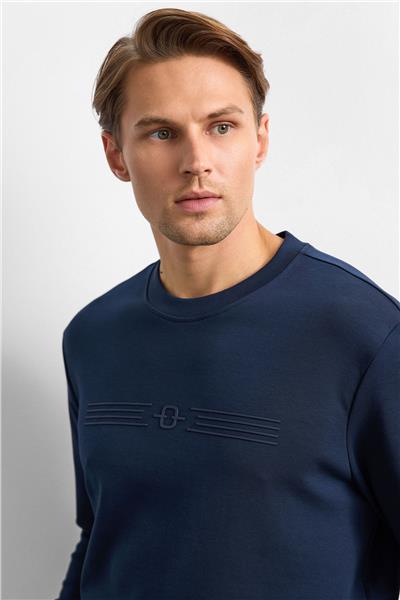 Lacivert Regular Fit Bisiklet Yaka Sweatshirt