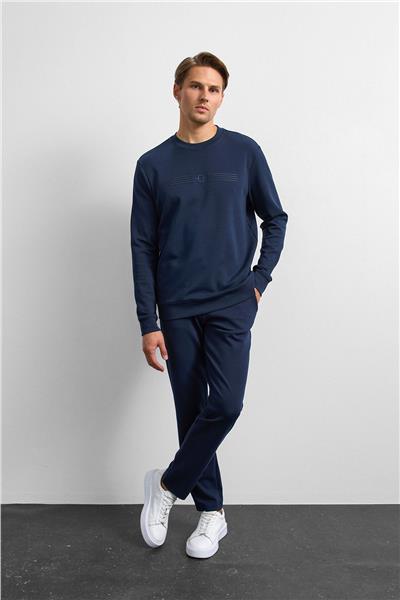 Lacivert Regular Fit Bisiklet Yaka Sweatshirt