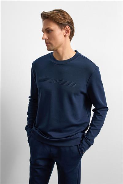 Lacivert Regular Fit Bisiklet Yaka Sweatshirt