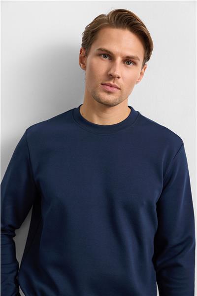 Lacivert Regular Fit Bisiklet Yaka Sweatshirt