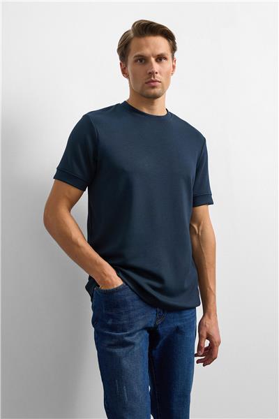 Lacivert Regular Fit Bisiklet Yaka Tişört