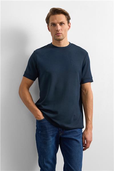 Lacivert Regular Fit Bisiklet Yaka Tişört