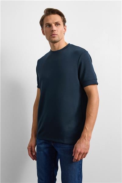 Lacivert Regular Fit Bisiklet Yaka Tişört