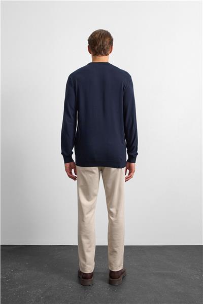 Lacivert Regular Fit Bısıklet Yaka Triko Kazak