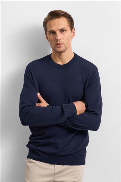 Lacivert Regular Fit Bısıklet Yaka Triko Kazak