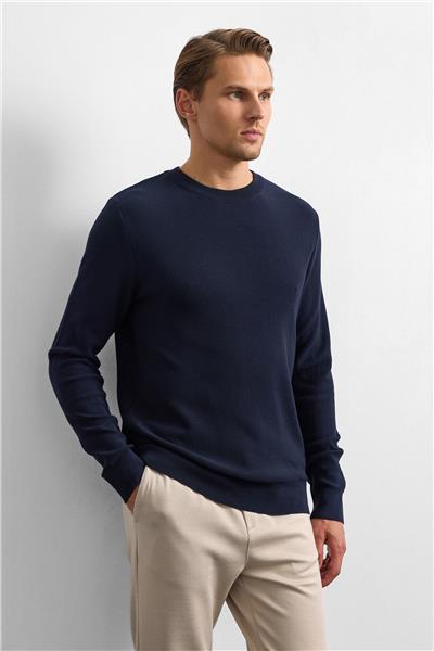Lacivert Regular Fit Bısıklet Yaka Triko Kazak