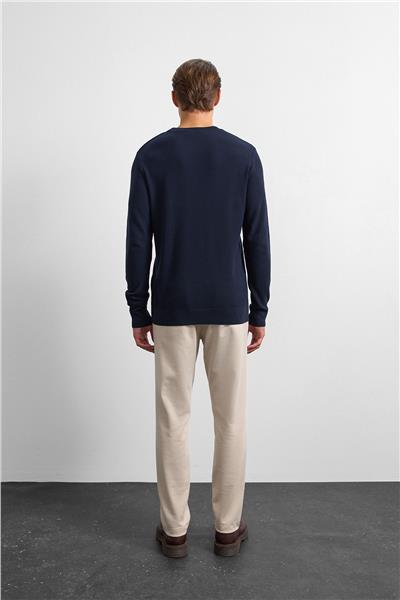 Lacivert Regular Fit Bısıklet Yaka Triko Kazak