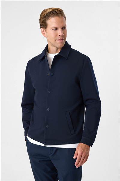 Lacivert Regular Fit Diagonel Örme Mont