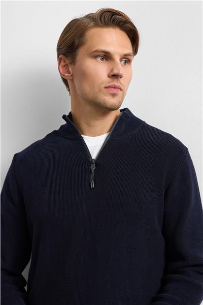 Lacivert Regular Fit Dik Yaka Triko Kazak