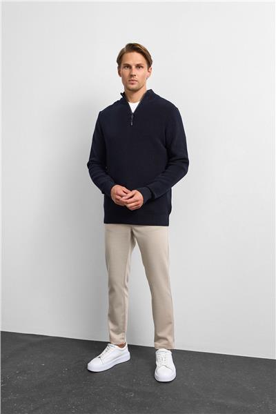 Lacivert Regular Fit Dik Yaka Triko Kazak