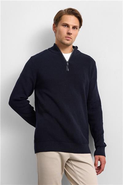 Lacivert Regular Fit Dik Yaka Triko Kazak