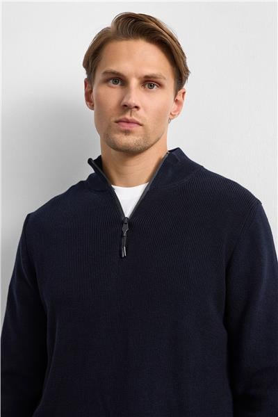 Lacivert Regular Fit Dik Yaka Triko Kazak