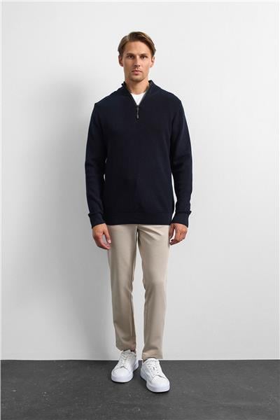 Lacivert Regular Fit Dik Yaka Triko Kazak