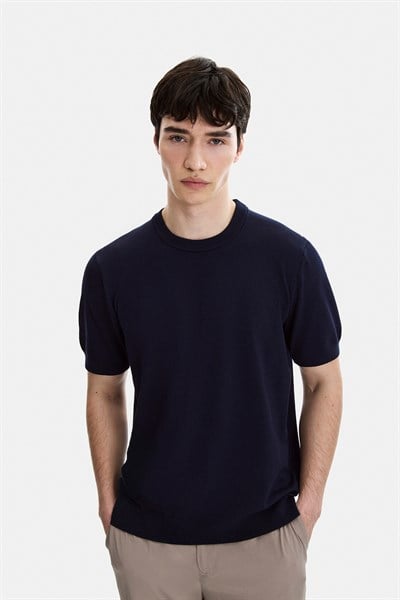 Lacivert Regular Fit Örme Triko