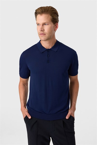 Lacivert Regular Fit Polo Yaka Triko Tişört