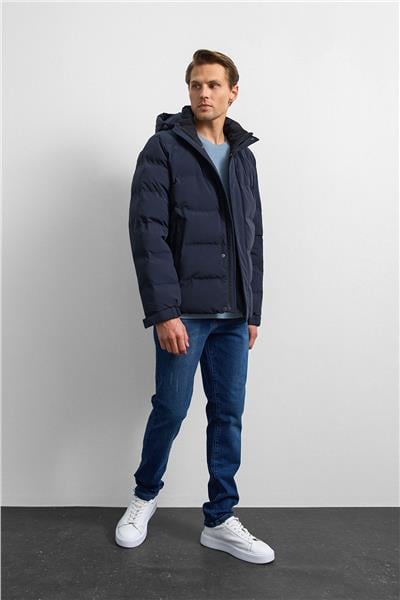 Lacivert Relaxed Fit Puffer Jacket