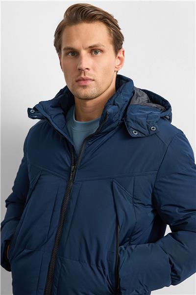 Lacivert Relaxed Fit Puffer Mont