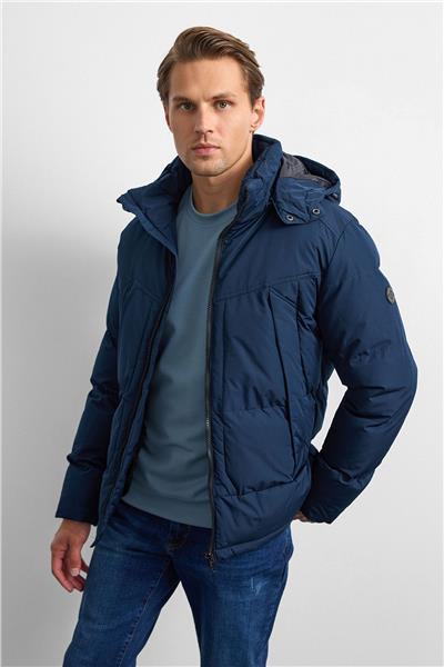 Lacivert Relaxed Fit Puffer Mont