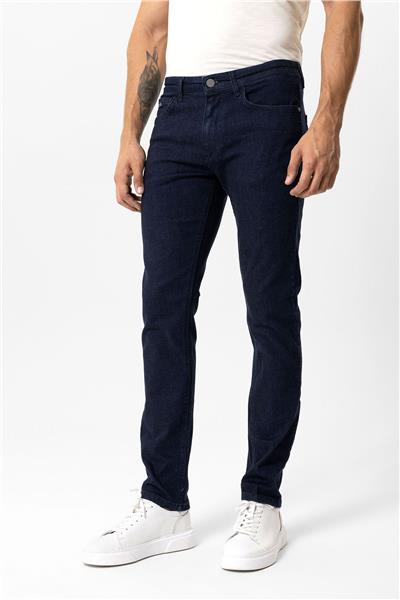 Lacivert Slim Fit 5 Cepli Pamuklu Denim Pantolon