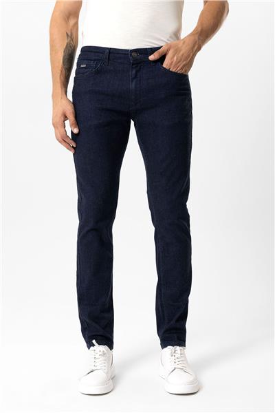 Lacivert Slim Fit 5 Cepli Pamuklu Denim Pantolon