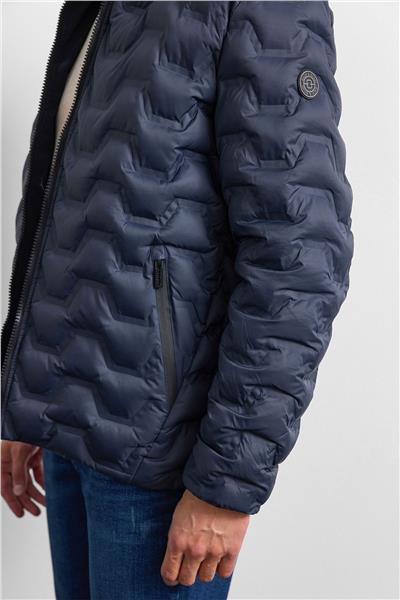 Lacivert Smart Fit Çift Taraflı Kapüşonlu Mont