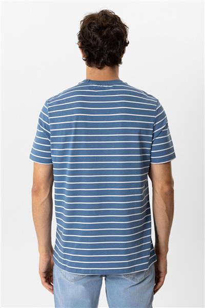 Mavi Regular Fit Bisiklet Yaka Çizgili Tişört